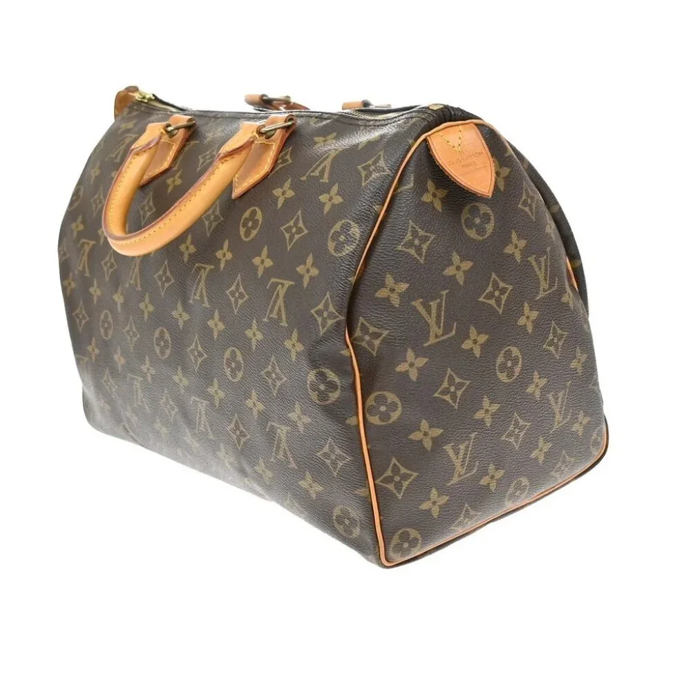 LOUIS VUITTON Speedy 35 Travel Hand Bag Monogram Leather Brown